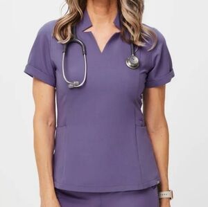Figs - Inala Slim Scrub Top - L - Amethyst